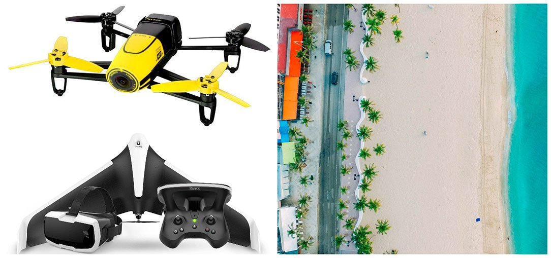 Playa y drones semi-profesionales amateur